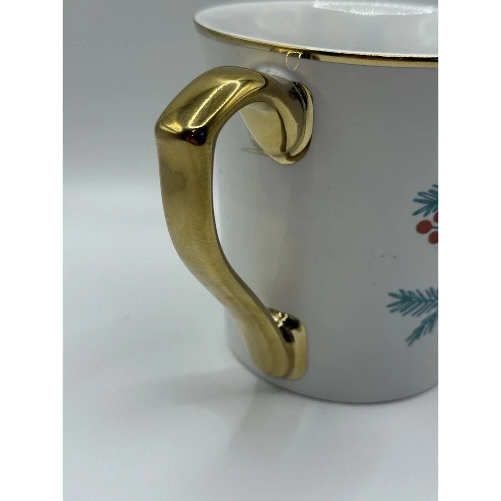 Monogram Letter S Mug 10 Strawberry Street Xmas Gold Filigree Cottagecore